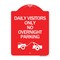 Signmission Day Visitors No Overnight Parking W/ Graphic, Red & White Aluminum Sign, 18" x 24", RW-1824-24196 A-DES-RW-1824-24196 - alternate 1